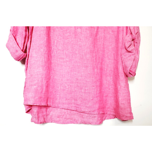 Jones NY Womens 1X 100% Linen Oversized Tunic Top Pink Beach Vacation Resort - Picture 3 of 10